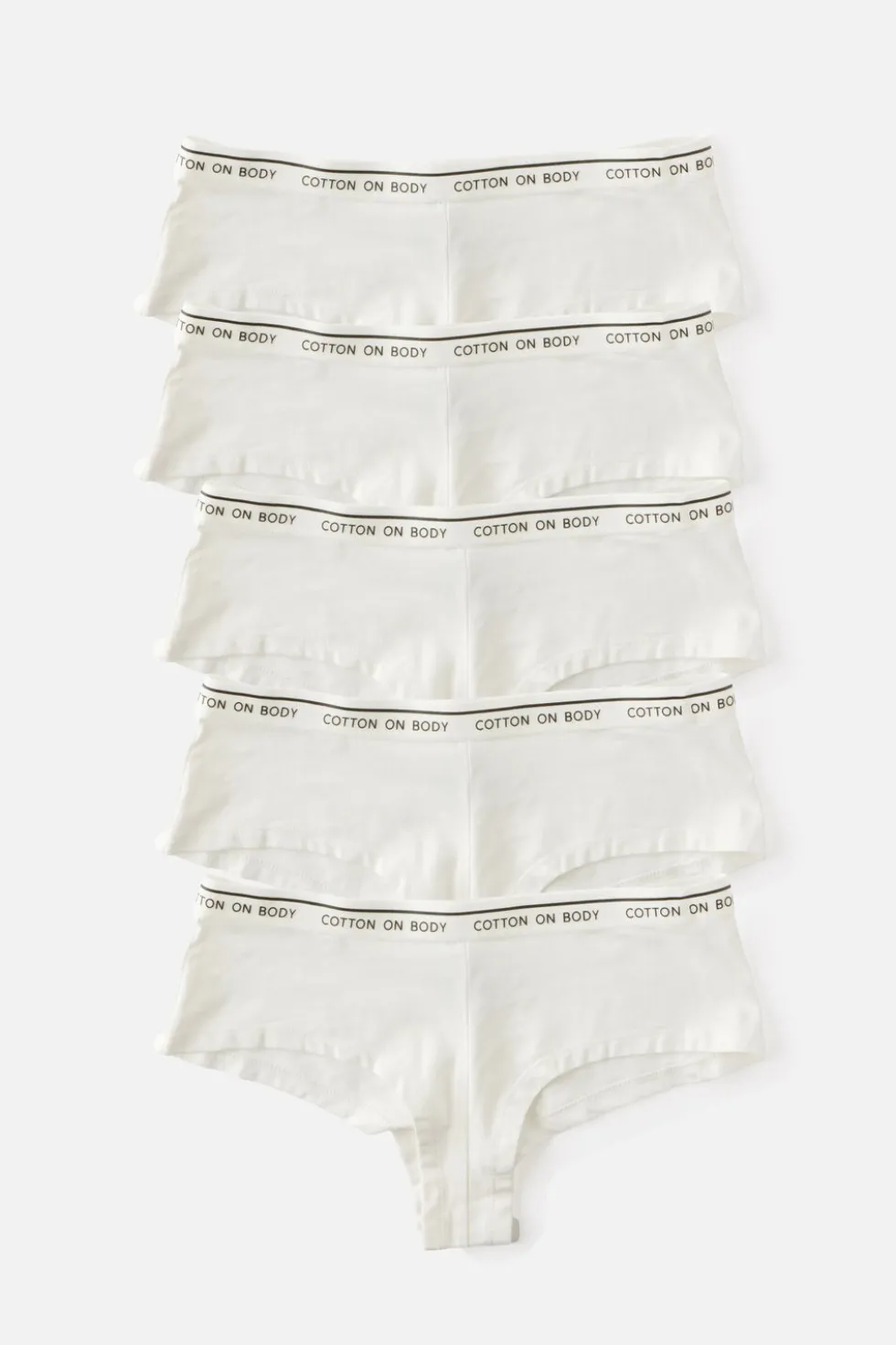 5 Pack Branded Cotton Cheeky Boyshort