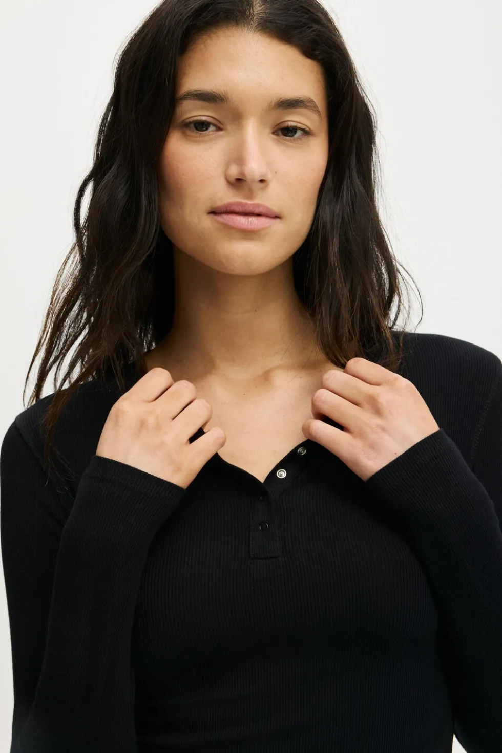 Airy Soft Henley Long Sleeve