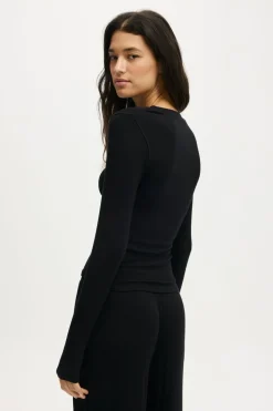 Airy Soft Henley Long Sleeve