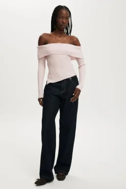 Asym Rib Off Shoulder Knit