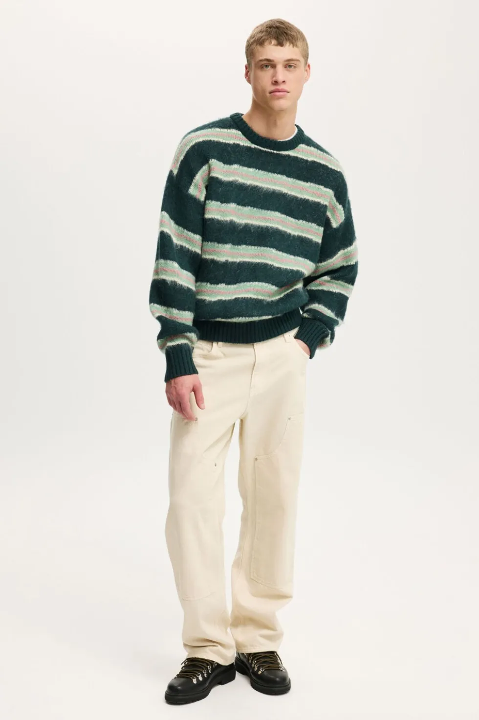 Box Fit Fuzzy Crew Knit