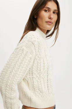 Boxy Mock Neck Knit Sweater