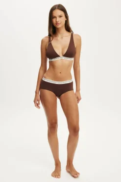 Branded Cotton Plunge Triangle Bralette
