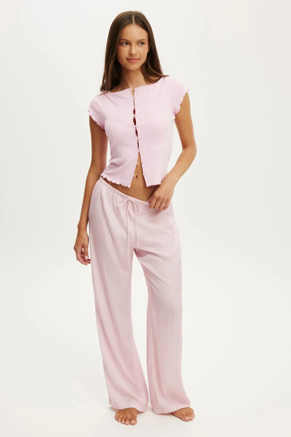 Button Detail Cap Sleeve Top