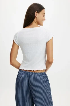 Button Detail Cap Sleeve Top