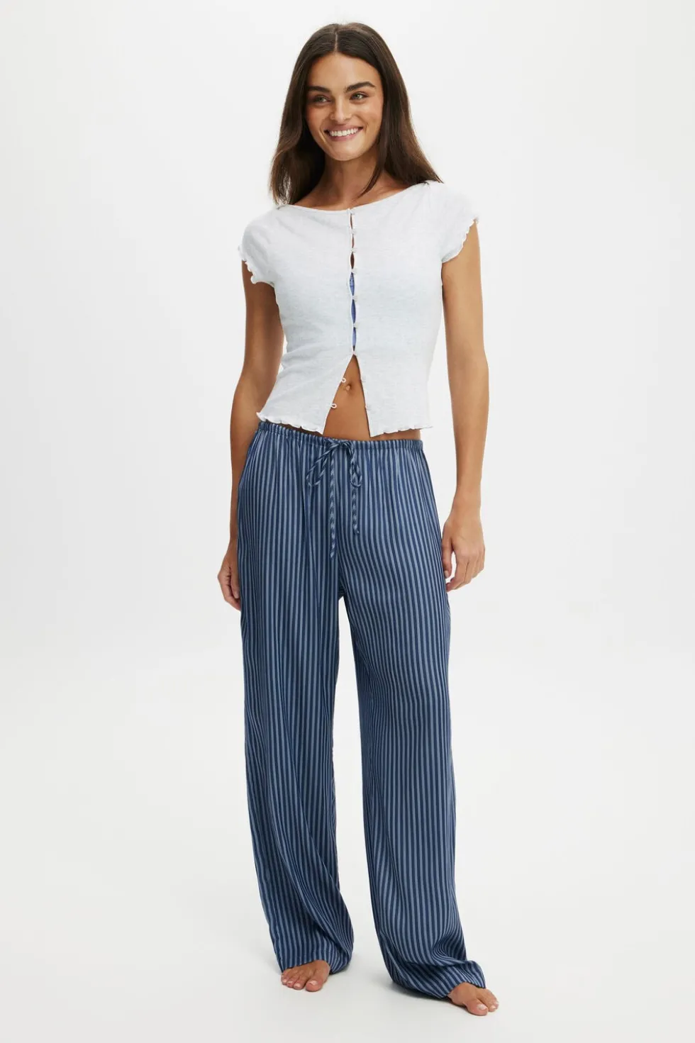 Button Detail Cap Sleeve Top