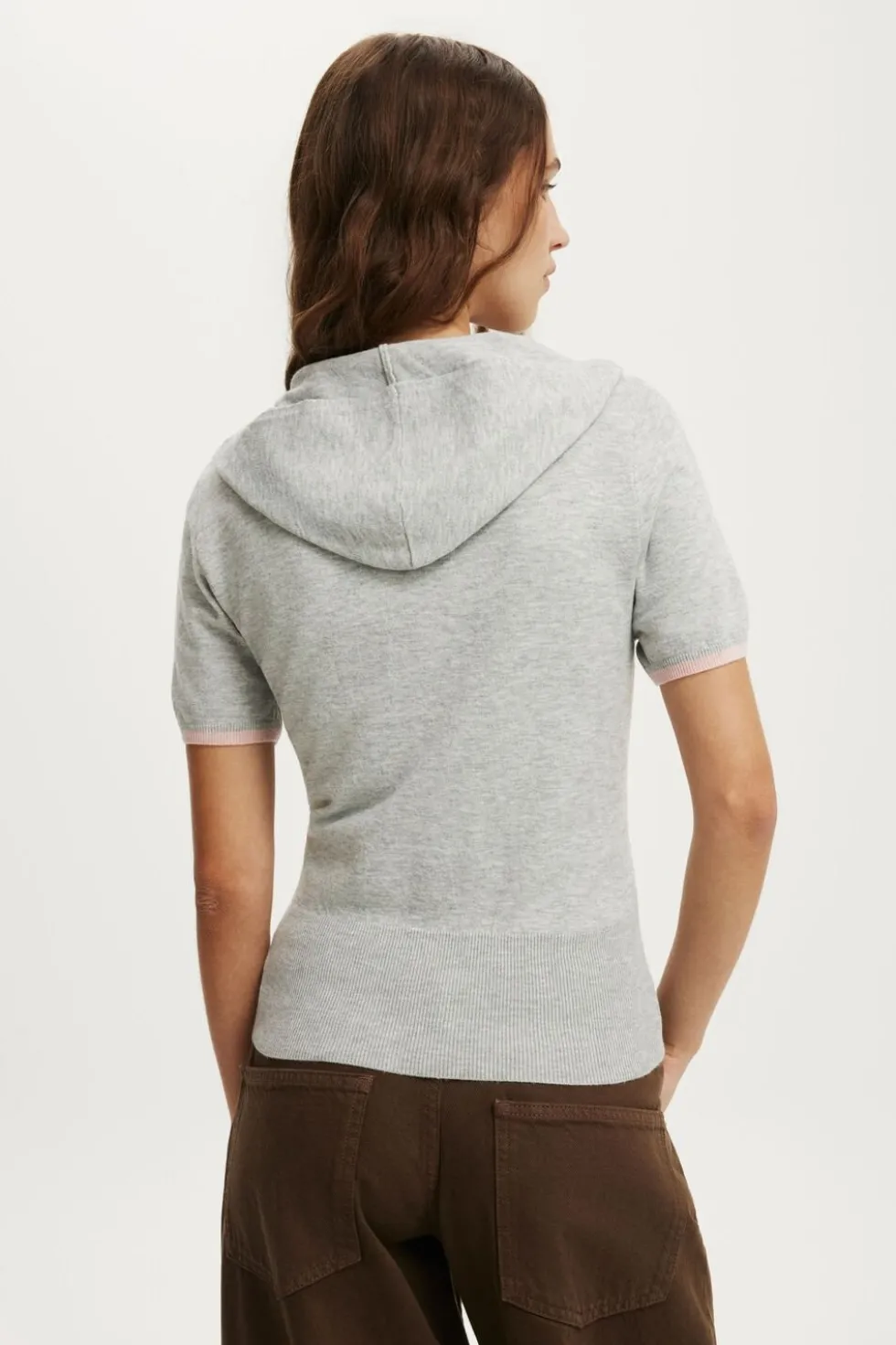 Cap Slv Sara Hooded Zip Knit