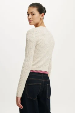 Cotton Crew Neck Cardigan