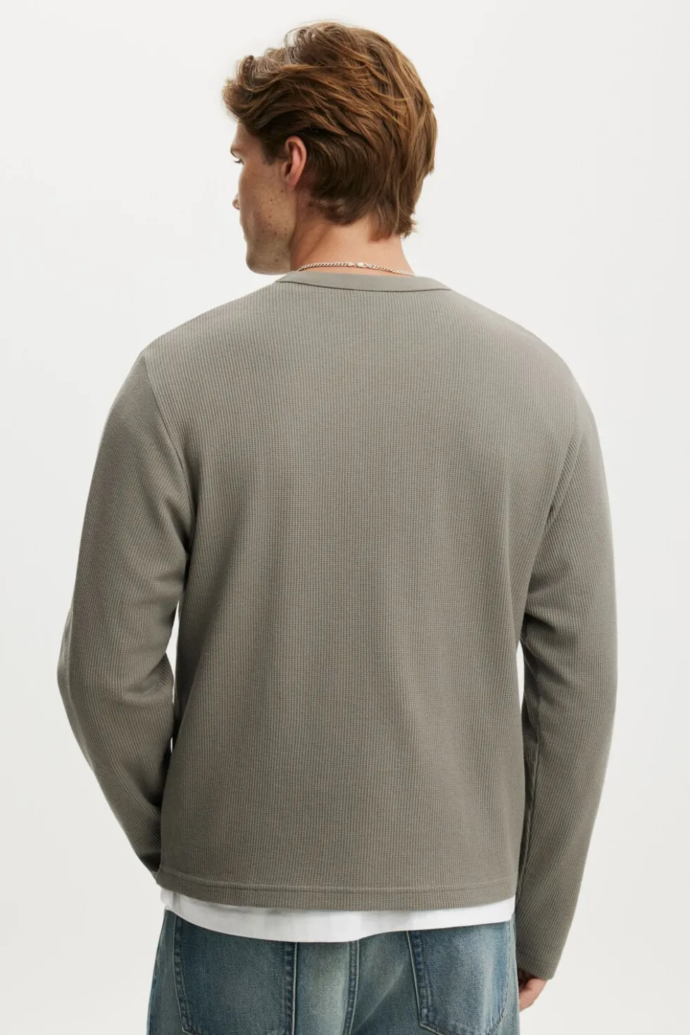 Cropped Fit Textured Long Sleeve