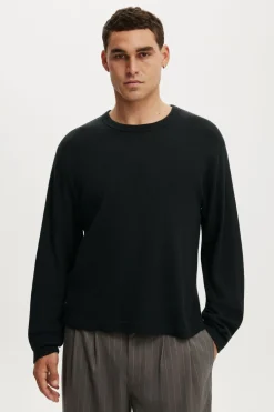 Cropped Fit Textured Long Sleeve
