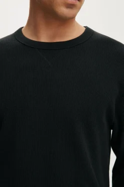 Cropped Fit Textured Long Sleeve