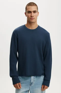 Cropped Fit Textured Long Sleeve