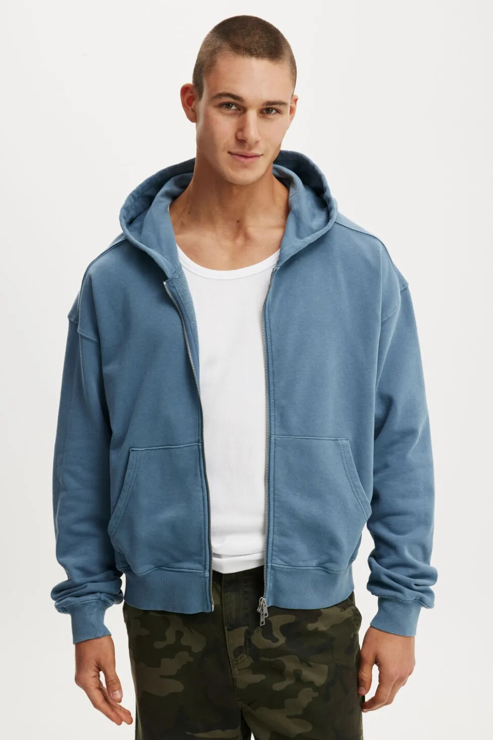 Cropped Zip Up Hoodie