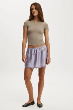 Estelle Satin Lace Slip Mini Skirt