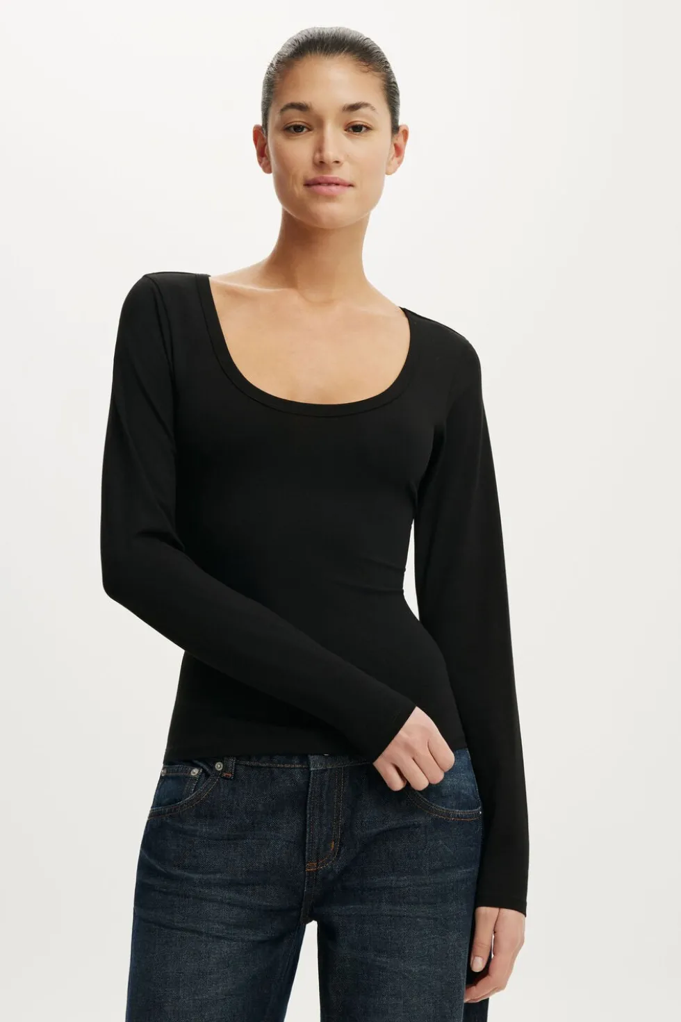 Everyday Smooth Scoop Neck Long Sleeve