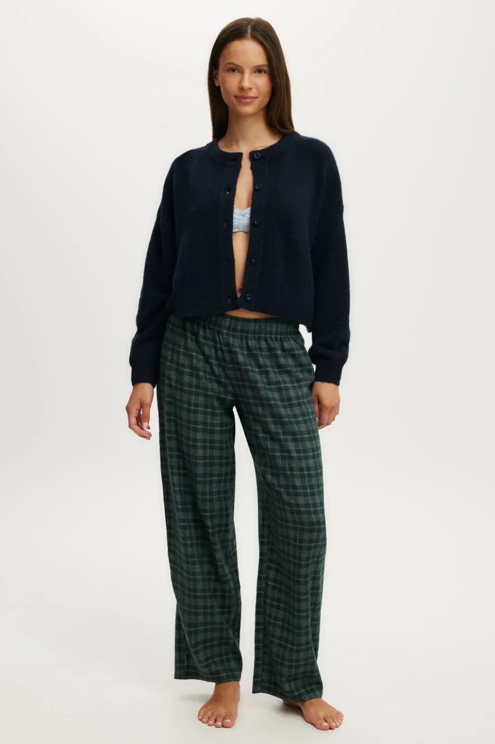 Flannel Barrel Leg Pant