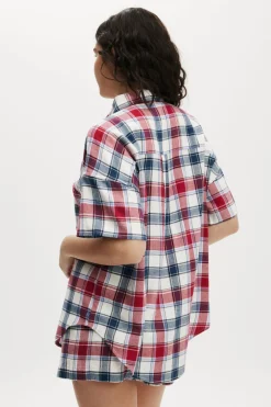 Flannel Boyfriend Short Sleeve Shirt