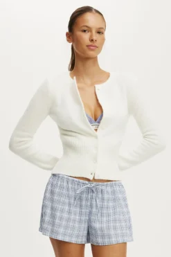 Fluffy Fitted Knit Cardi