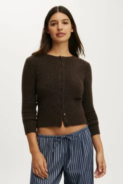 Fluffy Fitted Knit Cardi