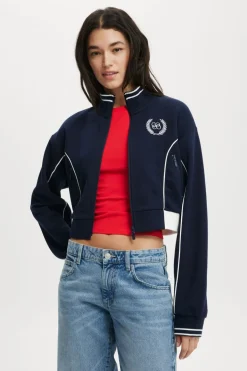 Graphic Cropped Zip Through