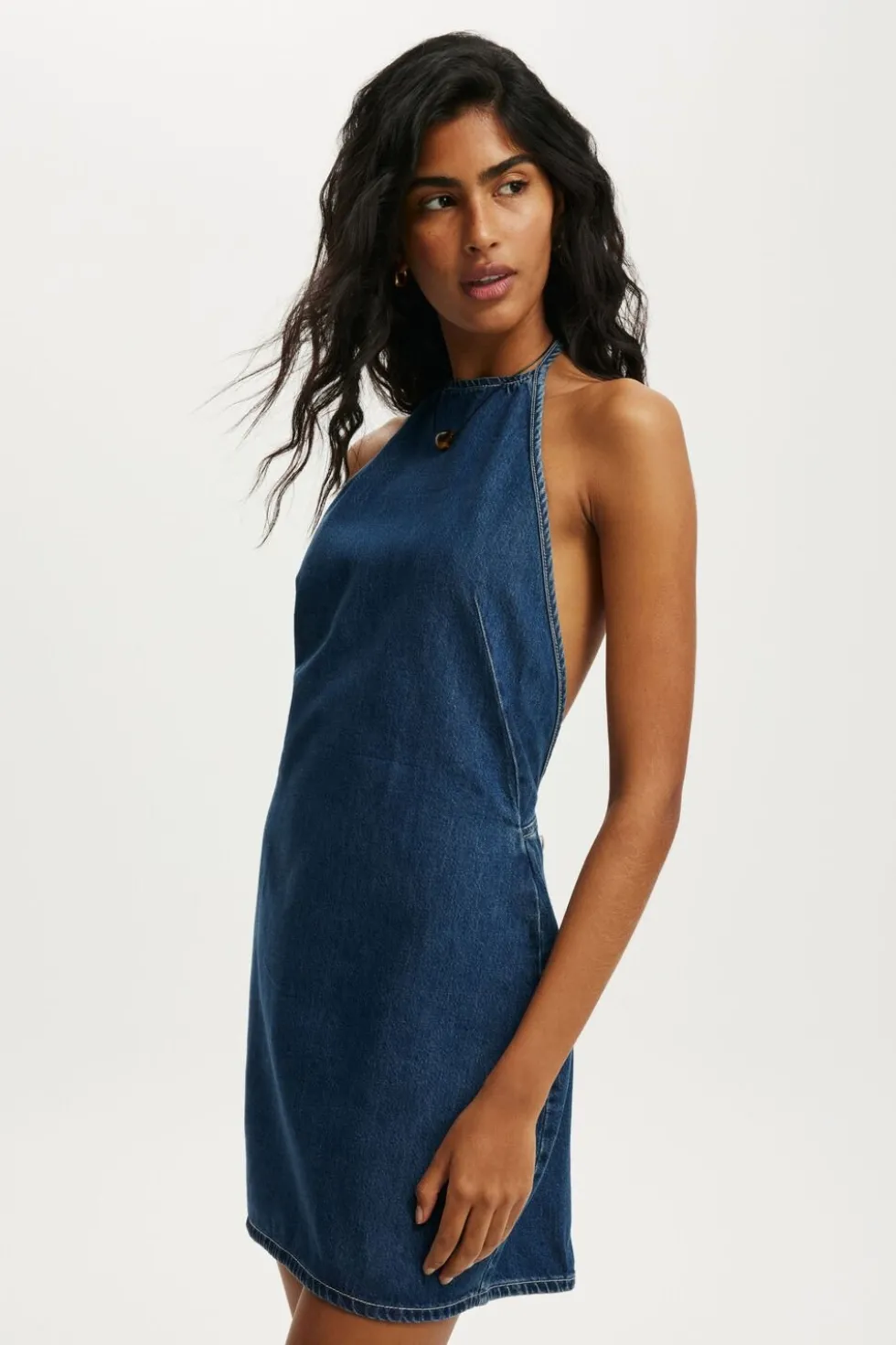 Halter Denim Mini Dress