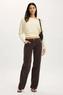 Low Rise Straight Cord Pant