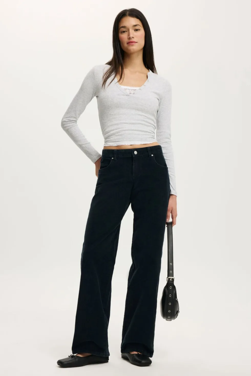 Low Rise Straight Cord Pant