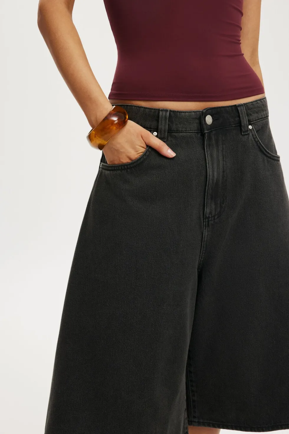 Lyocell Wide Denim Jort