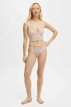 Margot Embroidered Mesh Longline Bralette