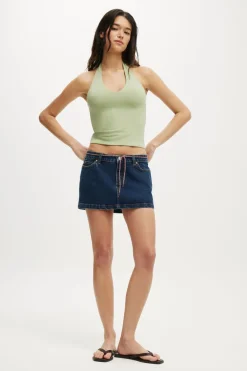 Micro Low Denim Skirt