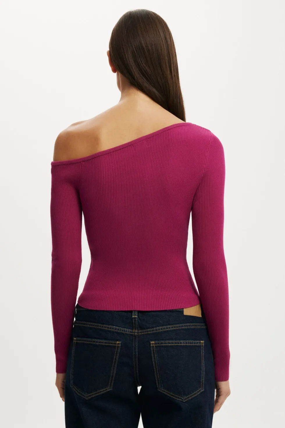 One Shoulder Henley Knit