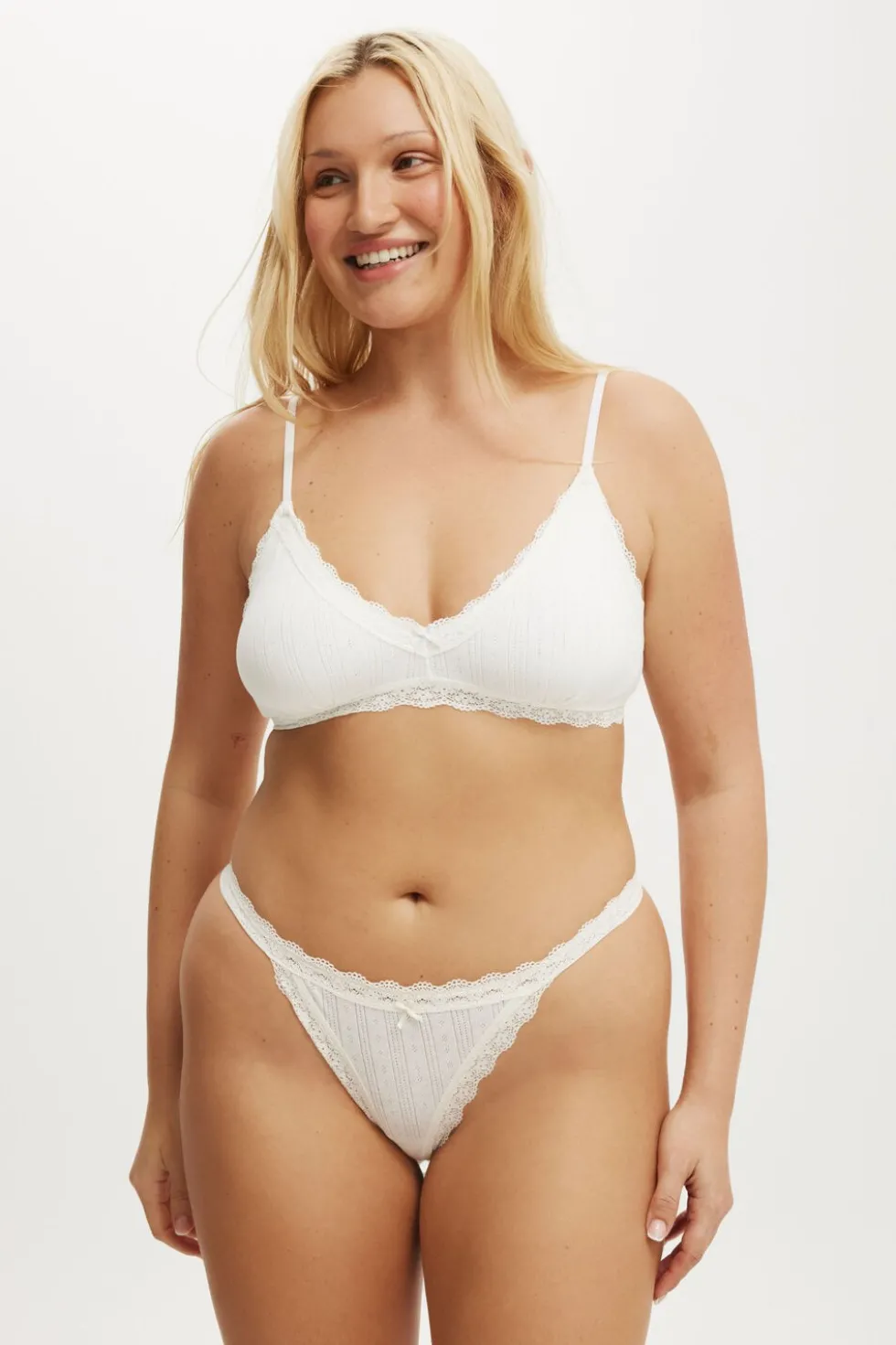 Organic Cotton Lace Thong Brief