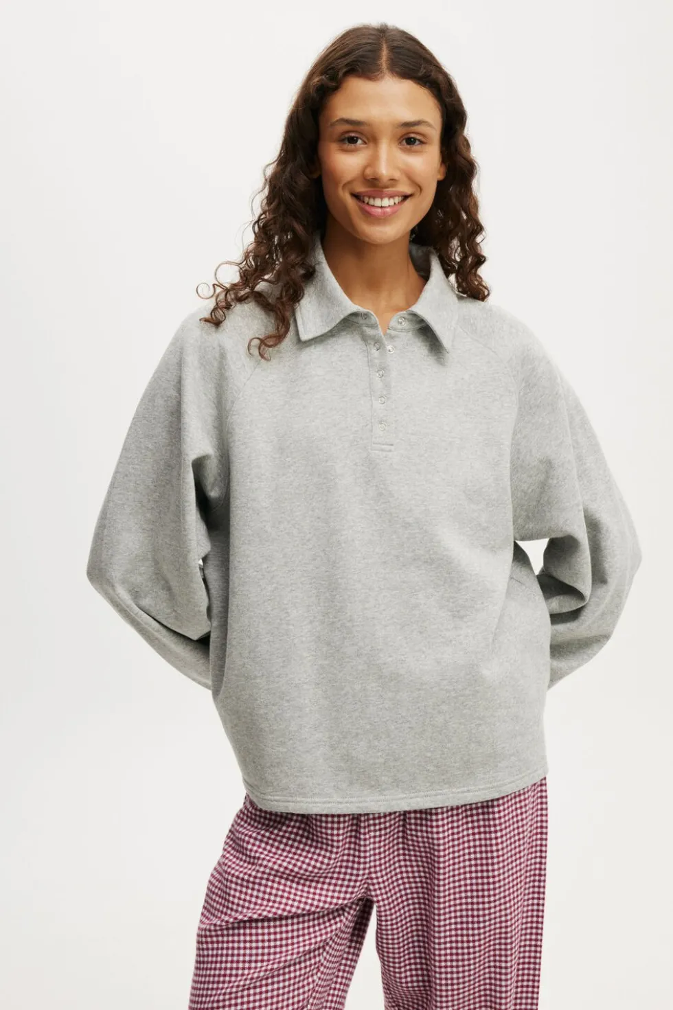 Oversized Collared Lounge Fleece Sweater