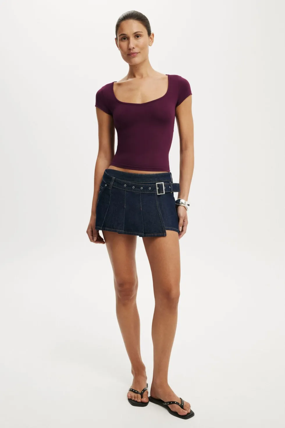 Pleated Micro Wrap Skirt