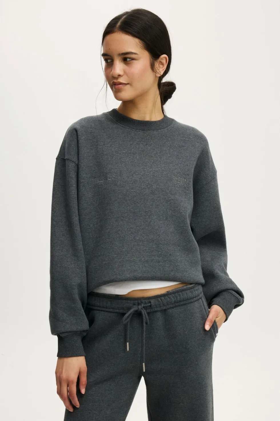 Plush Graphic Crew Sweatshirt