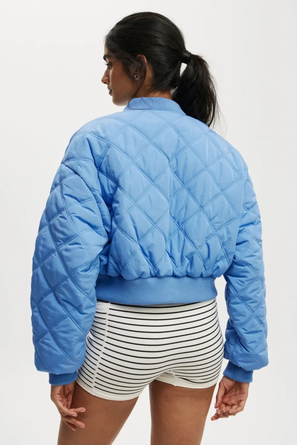 Quilted Rib Bomber Jacket