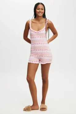 Rib Ruffle Boyleg Romper
