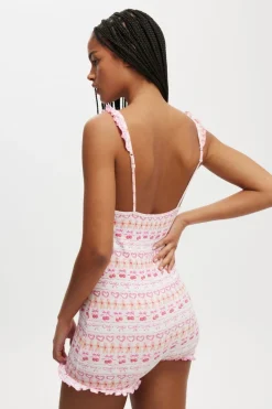 Rib Ruffle Boyleg Romper