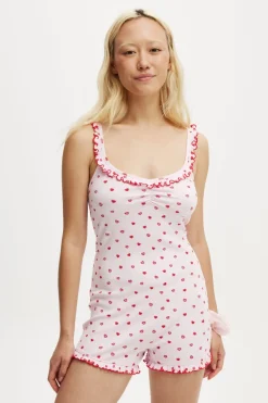 Rib Ruffle Boyleg Romper