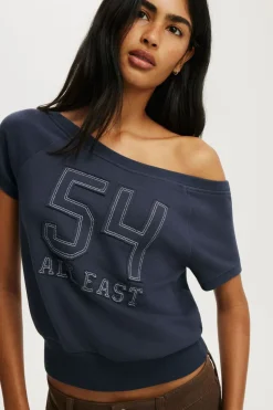 Short Sleeve Off Shoulder Sweatshirt
