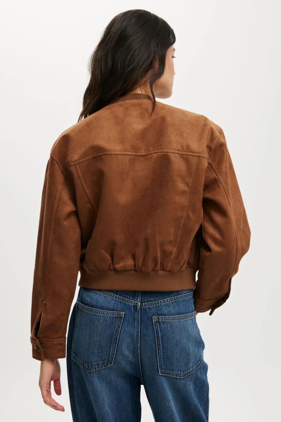 Sophia Faux Suede Utility Bomber