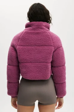The Mother Puffer Cropped Sherpa Jacket
