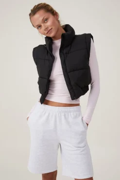 The Mother Puffer Panelled Crop Vest