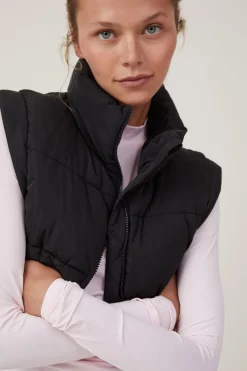 The Mother Puffer Panelled Crop Vest