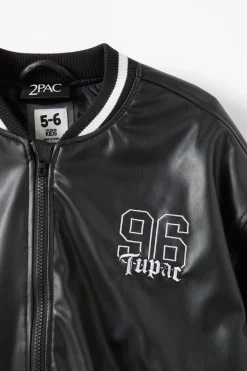 Tupac Faux Leather Bomber Jacket