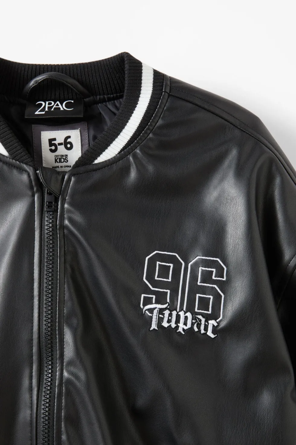 Tupac Faux Leather Bomber Jacket