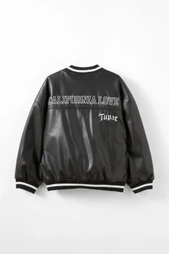 Tupac Faux Leather Bomber Jacket