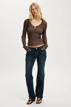 Two Tone Rib Keyhole Knit