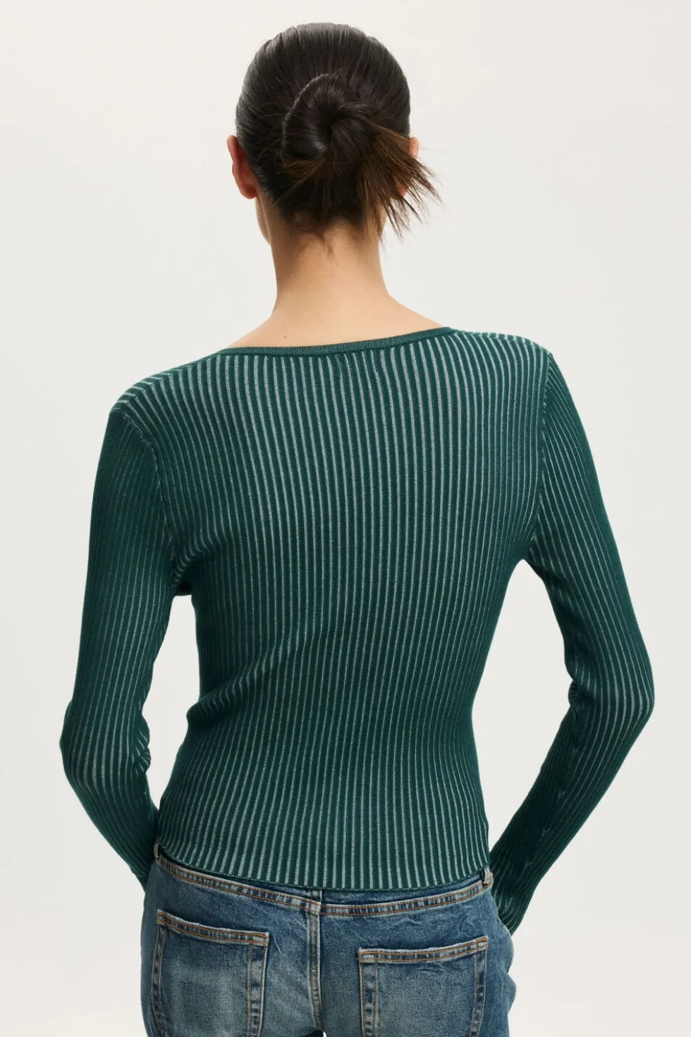 Two Tone Rib Keyhole Knit