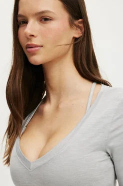 Ultra Soft Plunge Front Long Sleeve